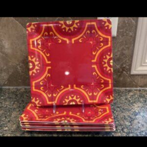 Bobby Flay square melamine 10.75" plates - set of 4 - NEW